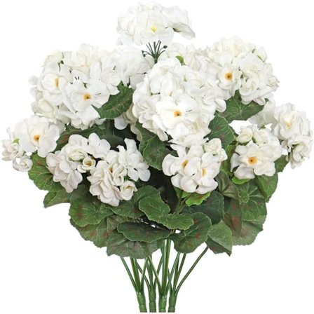 1/6/12/24-pakning kunstige pelargonier, UV-bestandige falske blomster utendørs planter dekor
