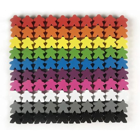 Flerfärgade brädspeltillbehör (100 trämeeples)