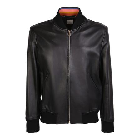 PS By Paul Smith Paul Smith leather Jakke with zip, ideal for mid-seasons Sort, Herre