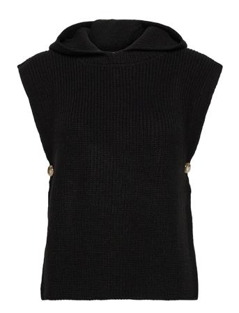 Croka Hooded Knit Slipover Black Cream
