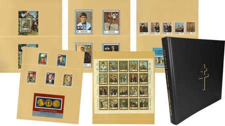 Charles de Gaulle samling med ark og frimærker opsat i mappe - Stemplet