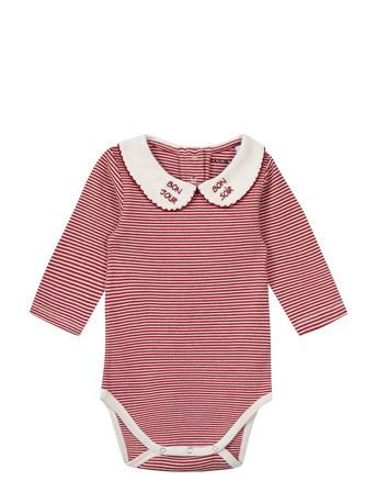 Blomet Ls Bonjour Bonsoir/Gots Bodies Long-sleeved Rød Maison Labiche Paris*Betinget Tilbud