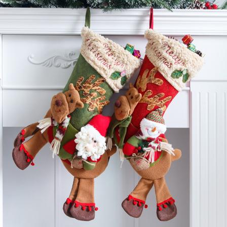 2 par julstrumpor Stora ben Santa Claus snögubbe åktur