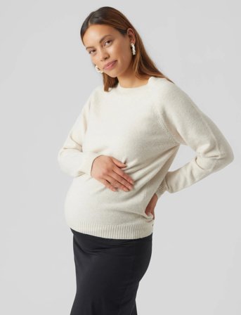 Vero Moda Maternity Vmmdoffy Ls O-Neck Blouse Ga Noos - Cream - XL