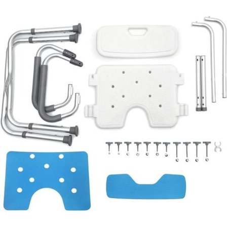 Aufun dusjstol med avtakbar ryggstøtte og armlener, sklisikker, justerbar dusjkrakk