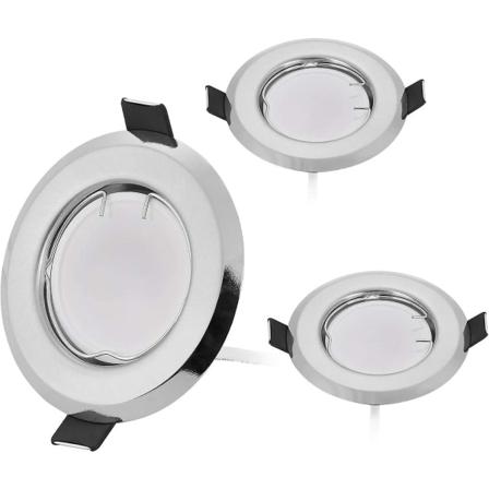 Sæt af 3 Ultra Flade LED Indbyggede Spotlights med 3x5W Dæmpbar Pære 220V Spotmodul, 55mm Hul, Dæmpbar, Varmt Hvidt 3000K, 120 Grads Strålevinkel