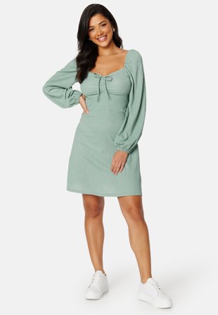 BUBBLEROOM Manda puff sleeve dress Dusty green Klær