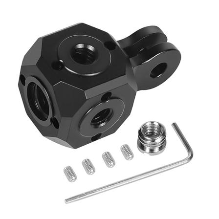 Stativmontering konverterstik 1/4" 3/8" huller til DSLR kamera Vlog LEDMic Flash Light Multifunktion Mini MagicCube