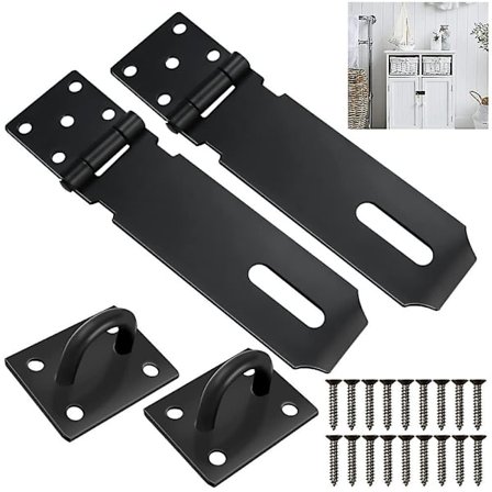 2 stk. hængelåsbeslag i rustfrit stål, 5 tommer sikkerhedsbeslag og hæfte, kraftig skurgreb, dørspænde, låsebolt, portlås