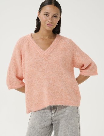 Kaffe Kaemilie V-Neck Pullover - Coral - M