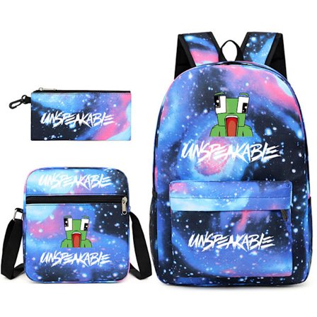 Groda mønster skolesekk Star Sky Blue Tredelt sett