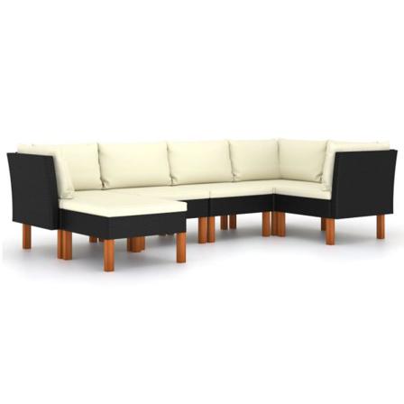 Vidaxl Loungeset För Trädgården Med Dynor 6 Delar Konstrotting S Svart