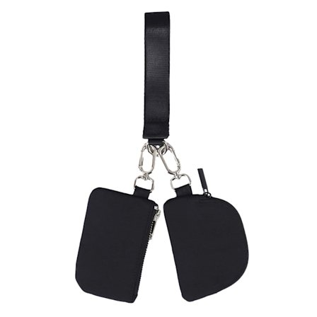 Mini bærbar aftagelig dobbelt pung nøglering lille pung pung håndtaske til Fashionista(Sort)