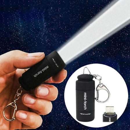 1 kpl Mini Avaimenperä Taskulamppu USB Ladattava LED-valo Stonego Taskulamppu Vedenpitävä Avaimenperävalo