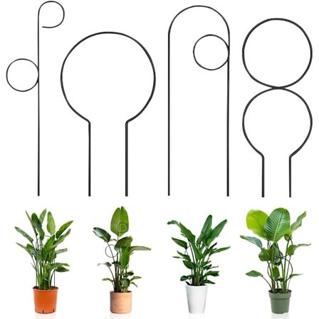 4-pak innendørs plante espalier, metall hage plante espalier, potteplante støtte, dekorativ espalier, plante espalier (svart)