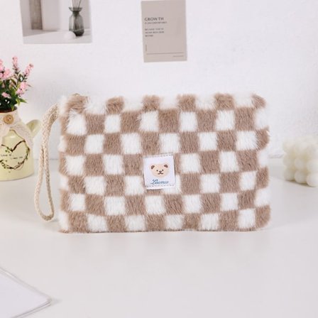 Mjuk och trendig necessär för smink, reseväska för smink, bärbar sminkförvaring, förvaringsfickor