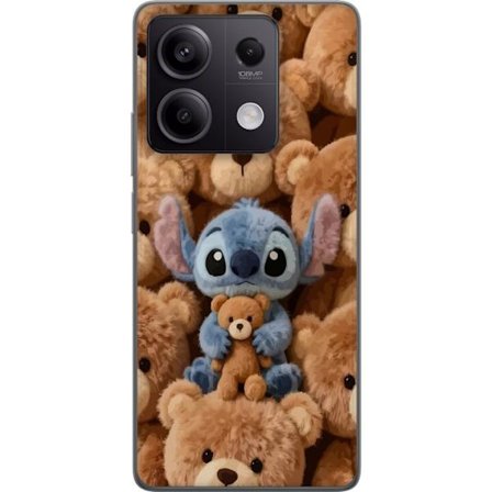 Kompatibelt Mobildeksel til Xiaomi Redmi Note 13 Stitch omgitt av brune teddybjørner med en liten teddybjørn i fanget i en søt og koselig kawaii-desig