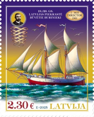 "Letland - Sejlskibet"Director" - Postfrisk frimærke"