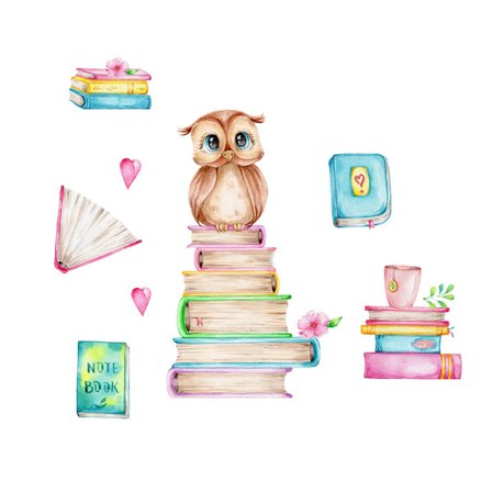 Böcker Uggla Väggklistermärke Dekorativt Självhäftande Film Väggklistermärke Hem Väggdekoration