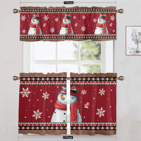 1/2 St Rod Pocket Älg Print Draperier Snowman Printed Short Panel