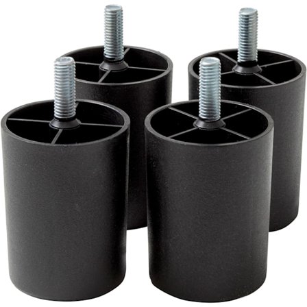 Sæt med 4 Plastikfødder til Sofaer og Møbler - Højde 80 mm - Sorte Platinum Fødder - Sort Farve - Højde 8 cm