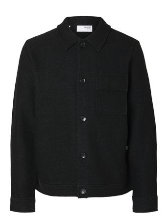 Slhnealy Ls Knit Shirt Jacket Noos Black Selected Homme