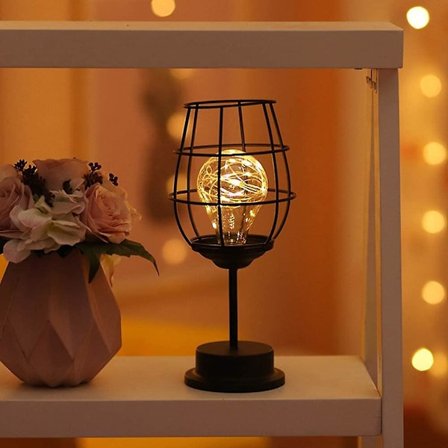 2023 1 Vintage Metal Battery Operated Table Lamp With Led Bulb For Wedding, Party, Patio, Indoor And Outdoor Events (a)