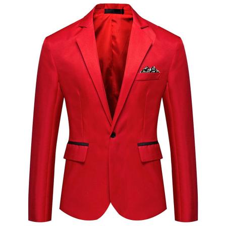 Allthemen Miesten Business Casual Yksipainikkeinen Notched Lapel Yksivärinen Puku Takki Red S