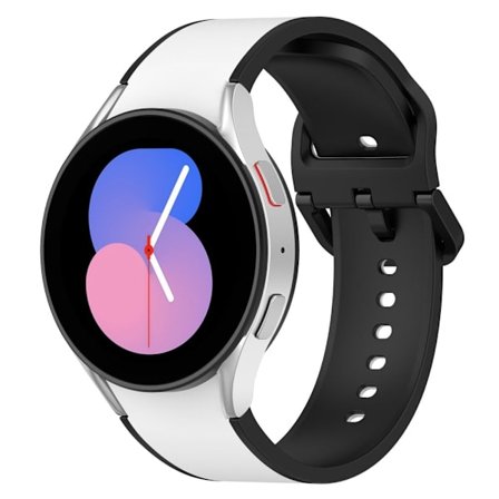 Samsung Galaxy Watch 5 / 4 / 3 dubbelfärgat klockarmband i silikon - Vit / Svart