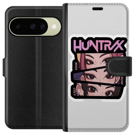 Yhteensopiva Lompakkokotelo Google Pixel 10 K-pop-inspiroitunut futuristinen tyttöryhmä neonvaloissa ja kosminen sci-fi-kohtaus