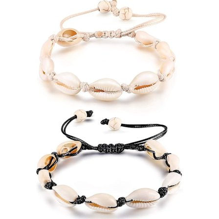 2-pak naturlig skallankel skallet hekle ankelarmbånd håndlaget boho skallperle ankel