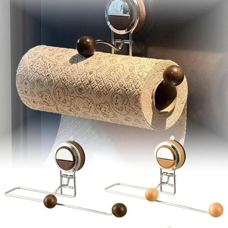 2-pak Papirholder med sugekop – Rustfri håndklædeholder uden boring til køkken & husholdning_TF_TF