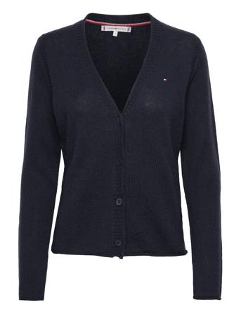 Soft Wool V-Nk Cardigan Strikkegenser Cardigan Marineblå Tommy Hilfiger*Betinget Tilbud