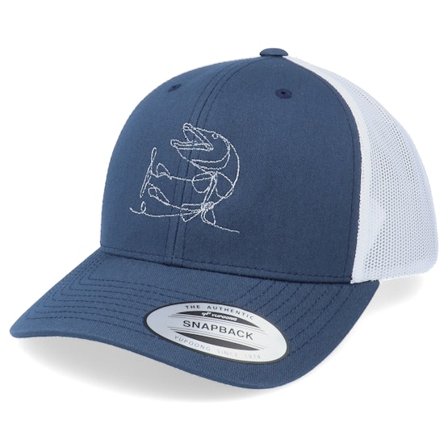Skillfish - Blå trucker Caps - One Line Pike Fishing Navy/White Trucker @ Hatstore