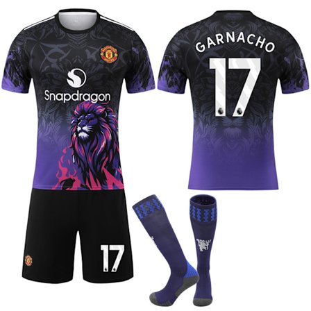 25-26 Manchester United F.C. Special Edition NO.17 Garnacho Drakter Barn Voksen Fotballutstyr med Sokker