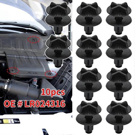 10x Nylon Batterideksel Trim Panel Klips Fester For Land Rover Range Rover Discovery Sport Evoque Skyve Nagle OE# LR024316 FN9U0908[GKS]