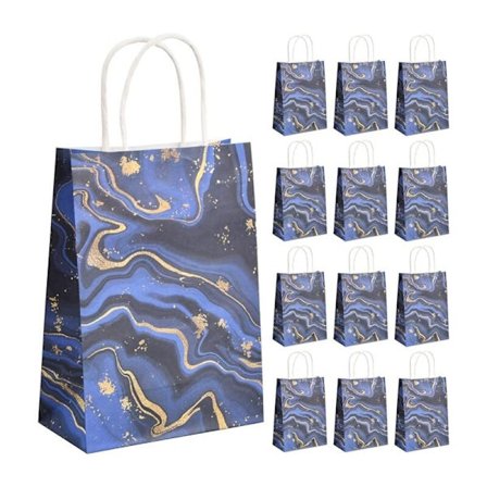 12 st presentpåsar i papper, presentpåsar med handtag, papperspåsar för fest, godispåsar, marmorerade presentpåsar för födelsedagsfest, 