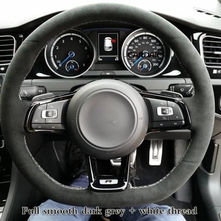 Rattkåpa för kompatibel med Volkswagen VW Golf R MK7 Golf 7 GTI VW Polo GTI Scirocco 2015 2016 svart mocka äkta läder