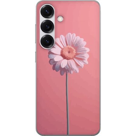 Kompatibelt Mobilskal till Samsung Samsung Galaxy S25 Rosa Blomst Minimal med ensam blomma på rosa bakgrund, enkel elegant och trendig design med mju