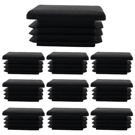 Kvadratiske Plastikpropper Rørstolpe Endekappe Stol Glide 10 stk Sorte Plastik Kvadratiske PropperBY