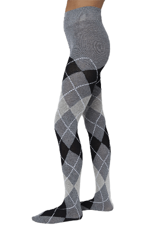 Swedish Stockings Harriet Cotton Argyle Tights Strumpbyxor Dam Grå M