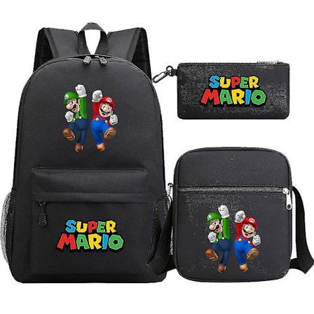 Super Mario Ryggsäck För Tonåringar Flickor Pojkar | Kawaii Vattentäta Skolväskor i Canvas | 3st Laptop Mochilas Ryggsäckar