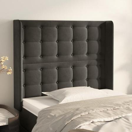 Vidaxl Huvudgavel Med Kanter Mörkgrå 83x16x118/128 Cm Sammet Grå