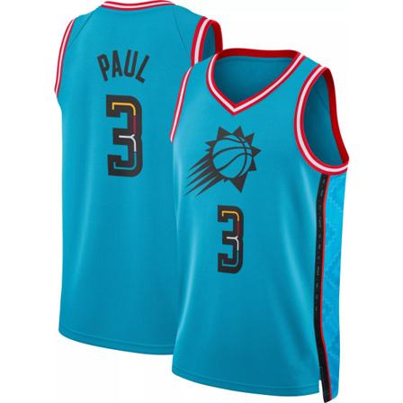Mordely Herr 2023 City Edition Phoenix Suns Chris Paul #3 Turkos Dri-FIT Swingman tröja för vuxna M