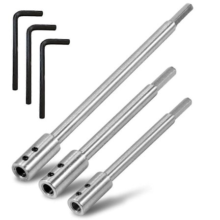 /NN/Forstner Borforlænger til 3/8 tommer Rundt Skaft, Højkarbonstål Træ Spadebor Forlænger 3 stk