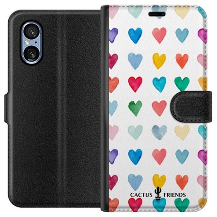 Kompatibelt Lommeboketui til Sony Sony Xperia 5 V Cactus and Friends - Watercolor Love Grid