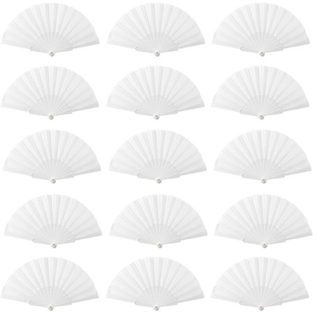 Sett med 20 vifter til bryllup, plast, hvite, til bryllupsveske