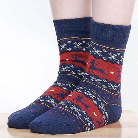 Naisten jouluiset hirvipuuvillasukat Navy Blue 5 Pairs
