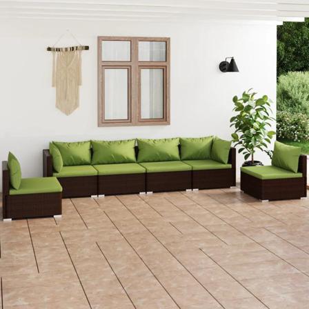 Vidaxl Loungegrupp För Trädgården Med Dynor 6 Delar Konstrotting Brun