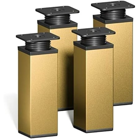 design furniture feet MFV1 | Set of 4 | Colour: Gold | Height: 100 mm (+ 20 mm) height-adjustable | table legs,